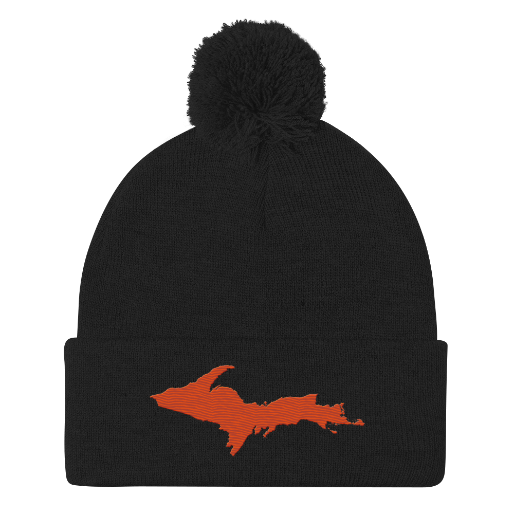 Upper Peninsula Pom-Pom Beanie | Maple Leaf Orange