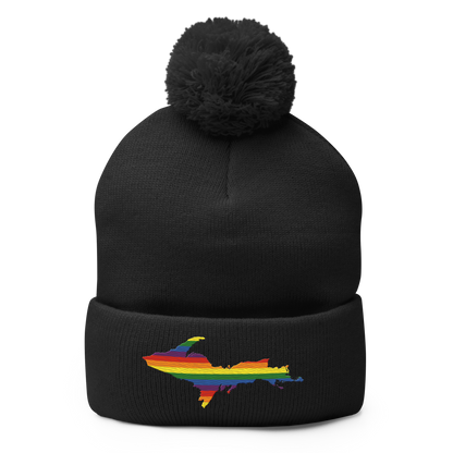 Upper Peninsula Pom-Pom Beanie | Rainbow Pride Edition