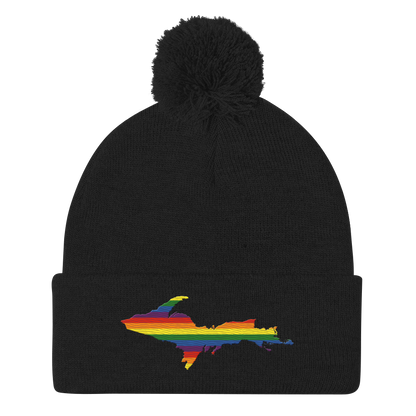 Upper Peninsula Pom-Pom Beanie | Rainbow Pride Edition