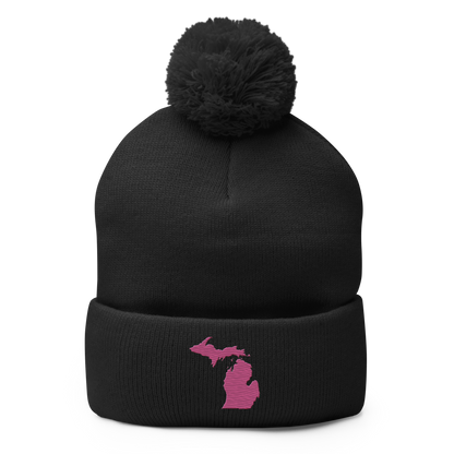 Michigan Pom-Pom Beanie | Apple Blossom Pink Outline