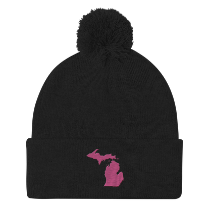 Michigan Pom-Pom Beanie | Apple Blossom Pink Outline