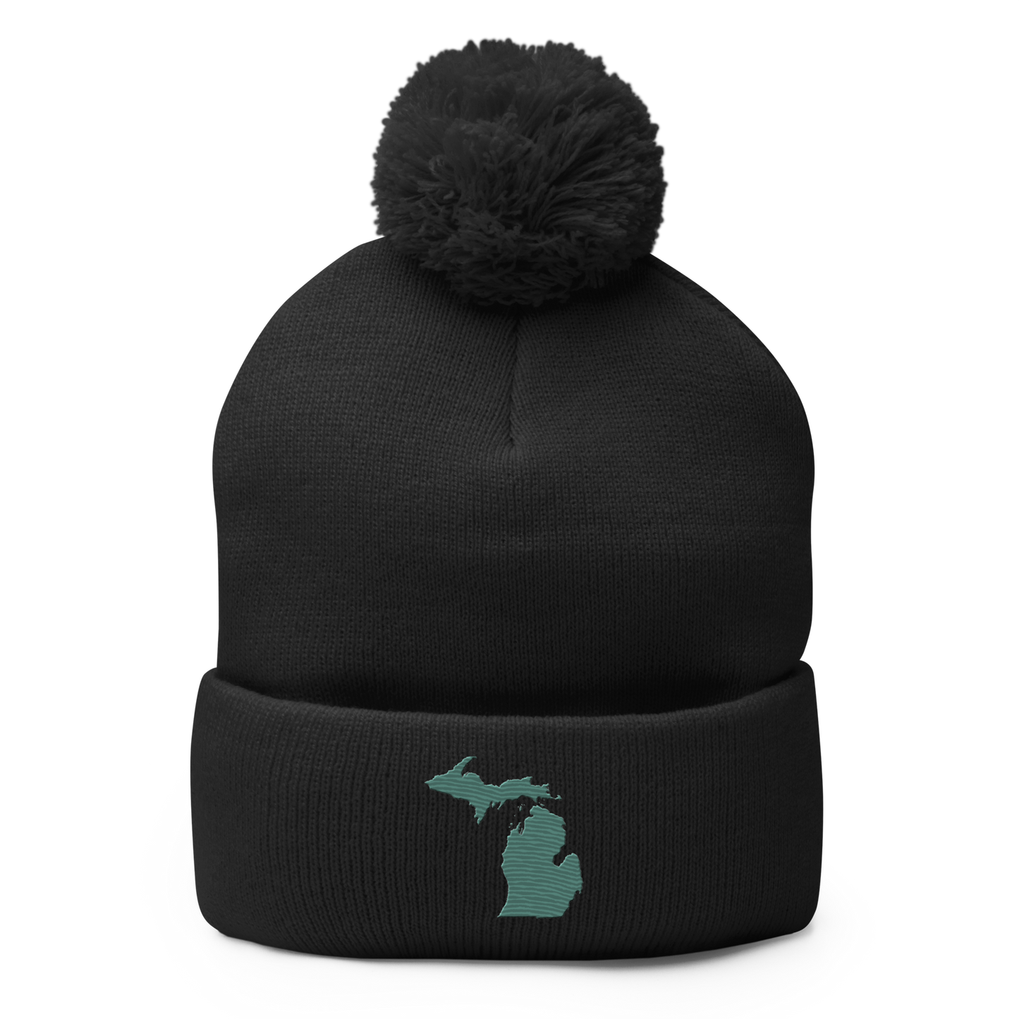 Michigan Pom-Pom Beanie | Copper Green Outline