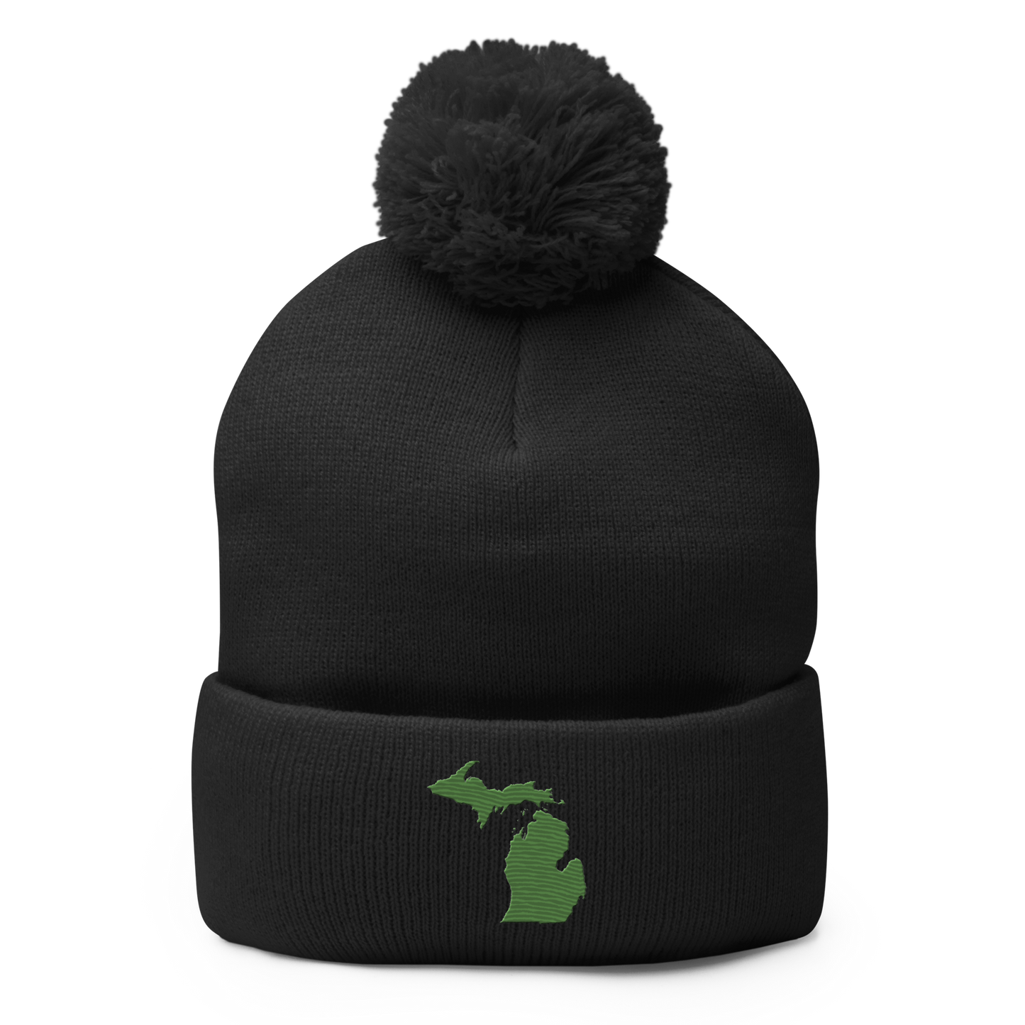 Michigan Pom-Pom Beanie | Pine Green Outline