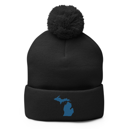 Michigan Pom-Pom Beanie | Blueberry Outline