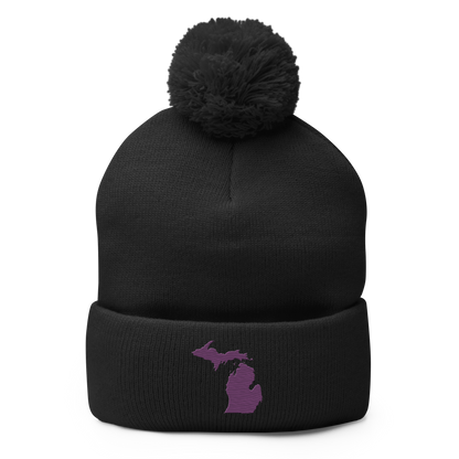 Michigan Pom-Pom Beanie | Plum Outline