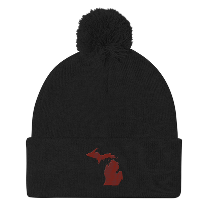 Michigan Pom-Pom Beanie | Cherryland Red Outline