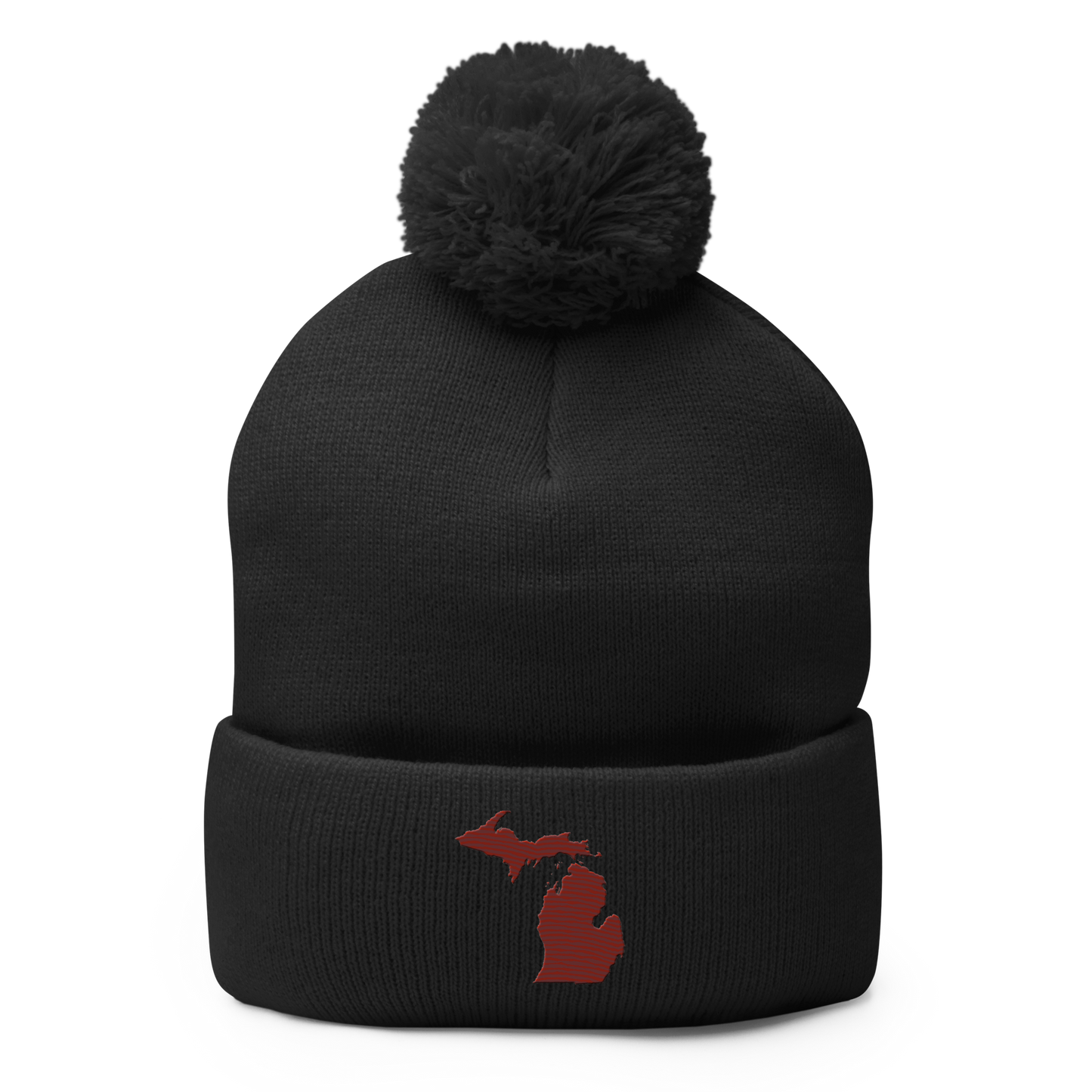 Michigan Pom-Pom Beanie | Cherryland Red Outline