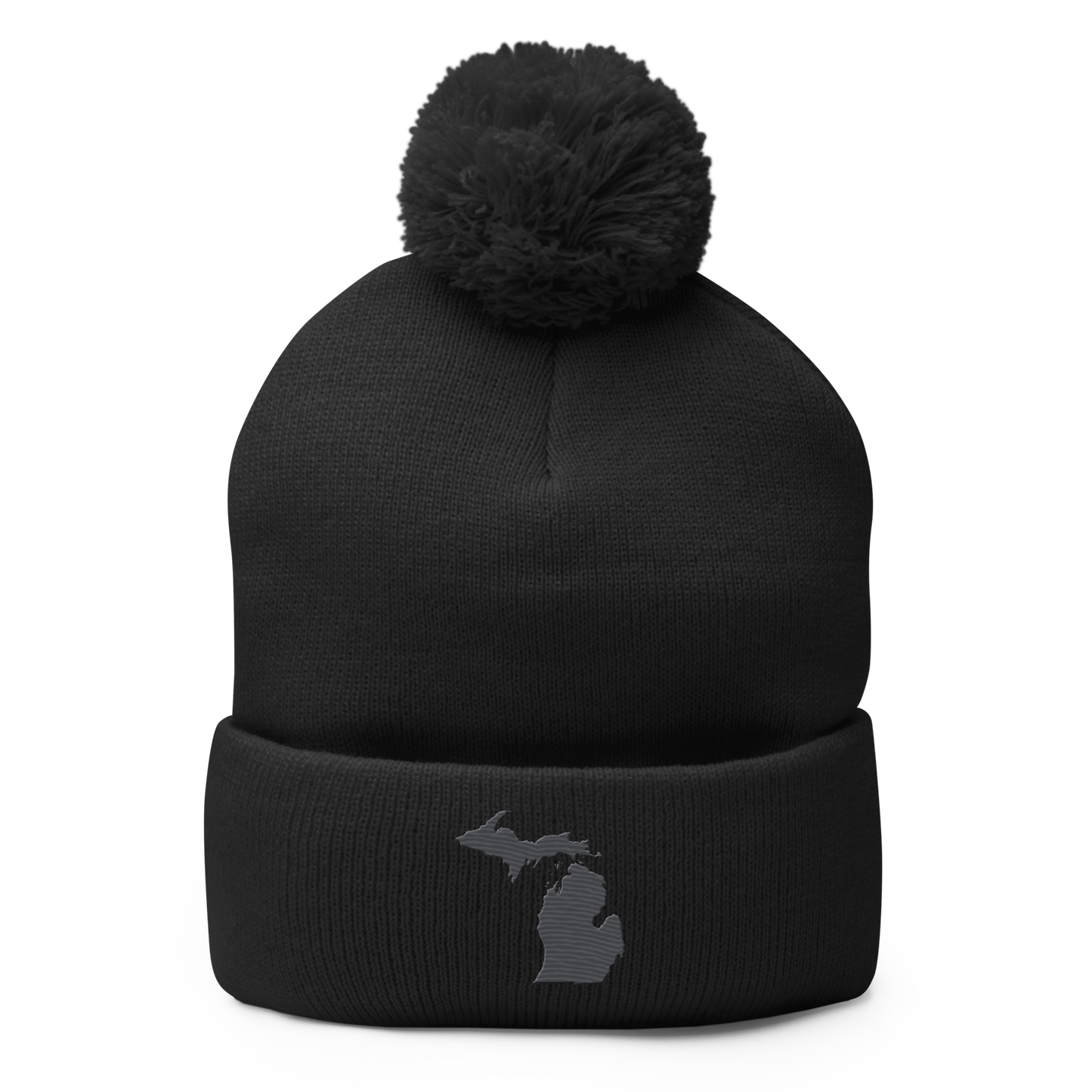 Michigan Pom-Pom Beanie | Iron Ore Grey Outline