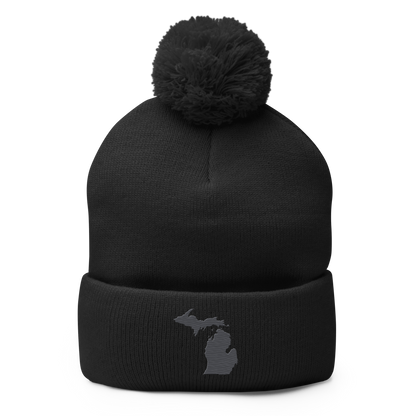 Michigan Pom-Pom Beanie | Iron Ore Grey Outline