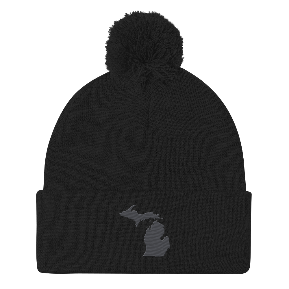 Michigan Pom-Pom Beanie | Iron Ore Grey Outline