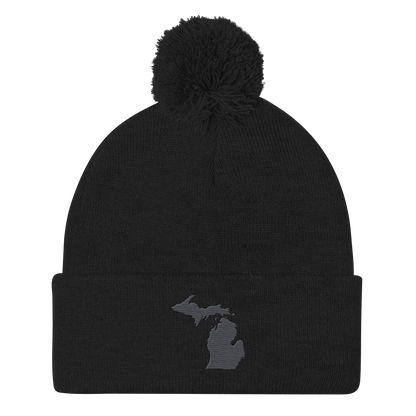 Michigan Pom-Pom Beanie | Iron Ore Grey Outline