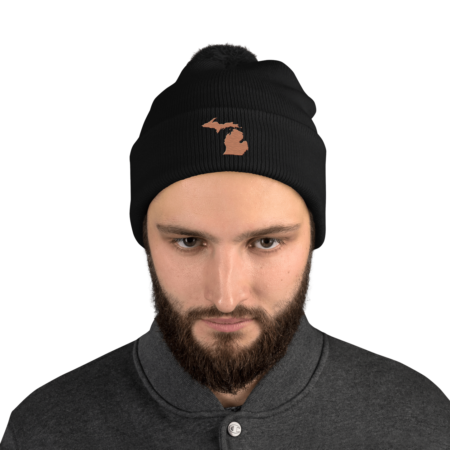 Michigan Pom-Pom Beanie | Copper Outline