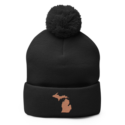 Michigan Pom-Pom Beanie | Copper Outline