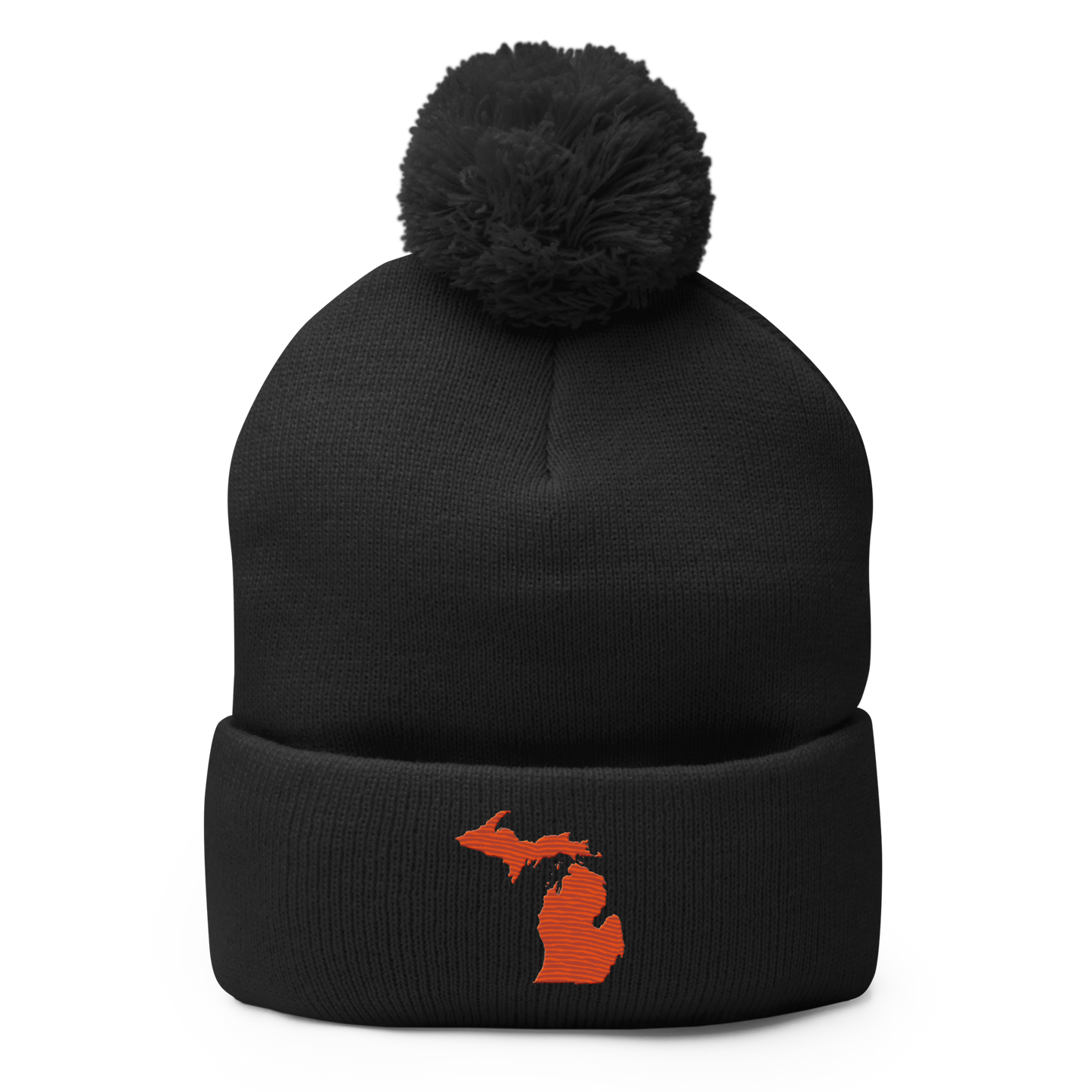 Michigan Pom-Pom Beanie | Maple Leaf Orange Outline