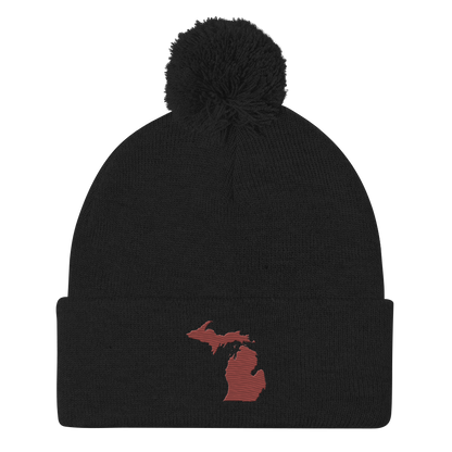 Michigan Pom-Pom Beanie | Ore Dock Red Outline