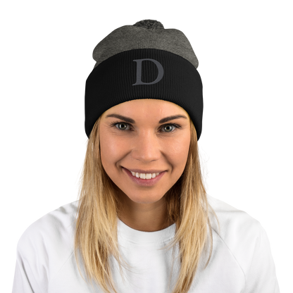 Detroit 'Old French D' Pom-Pom Beanie (Iron Ore Grey)