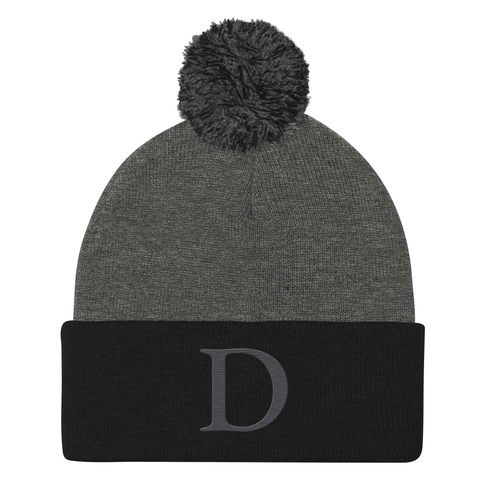 Detroit 'Old French D' Pom-Pom Beanie (Iron Ore Grey)