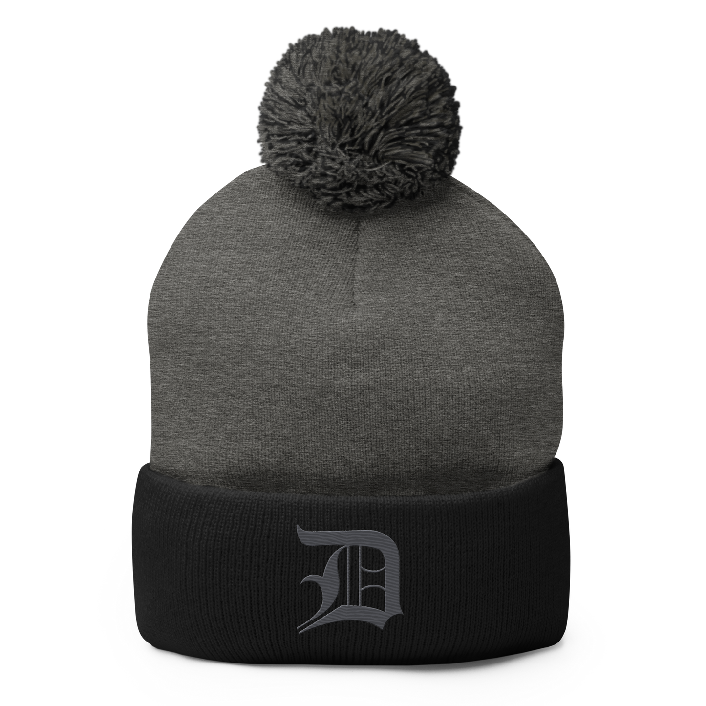 Detroit 'Old English D' Pom-Pom Beanie (Iron Ore Grey)