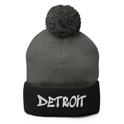 'Detroit' Pom-Pom Beanie (Tag Font)