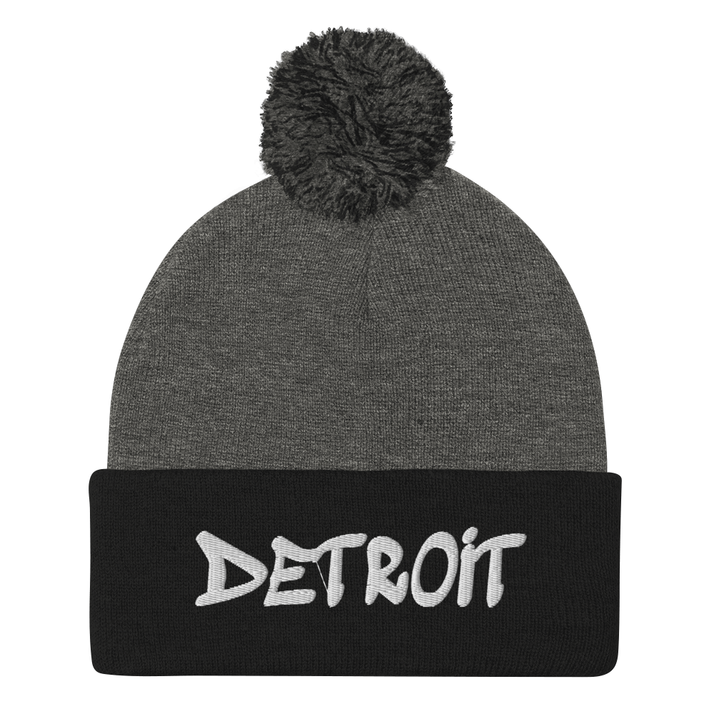 'Detroit' Pom-Pom Beanie (Tag Font)