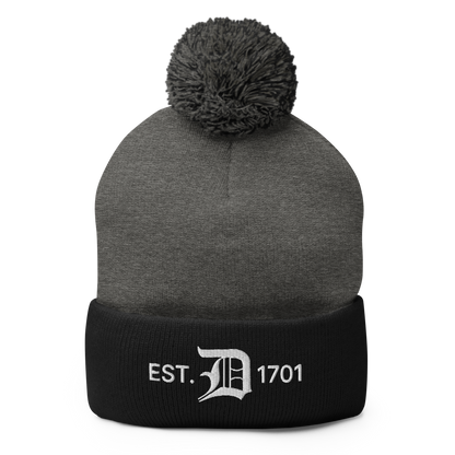 Detroit 'EST. 1701' Pom-Pom Beanie (w/ Old English 'D')