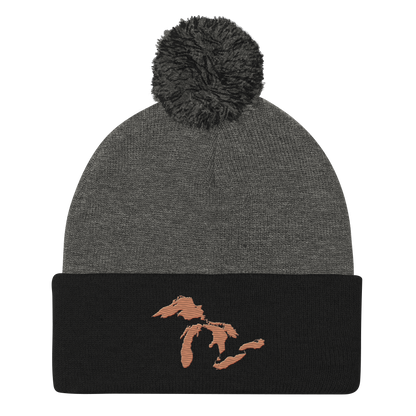 Great Lakes Pom-Pom Beanie (Copper Color)