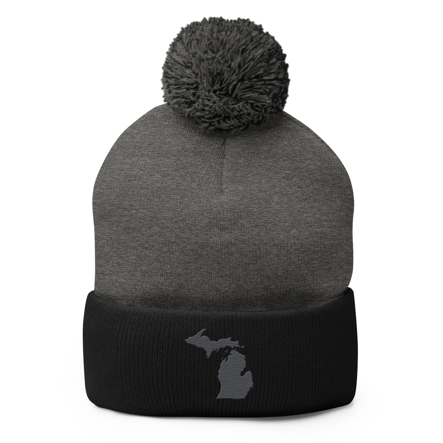 Michigan Pom-Pom Beanie | Iron Ore Grey Outline