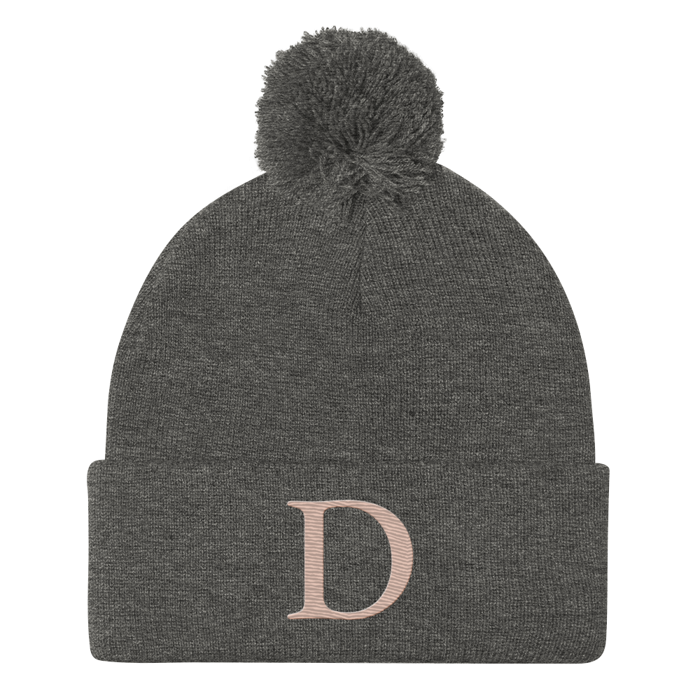 Detroit 'Old French D' Pom-Pom Beanie (Rose Gold)