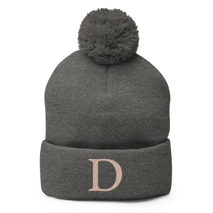 Detroit 'Old French D' Pom-Pom Beanie (Rose Gold)