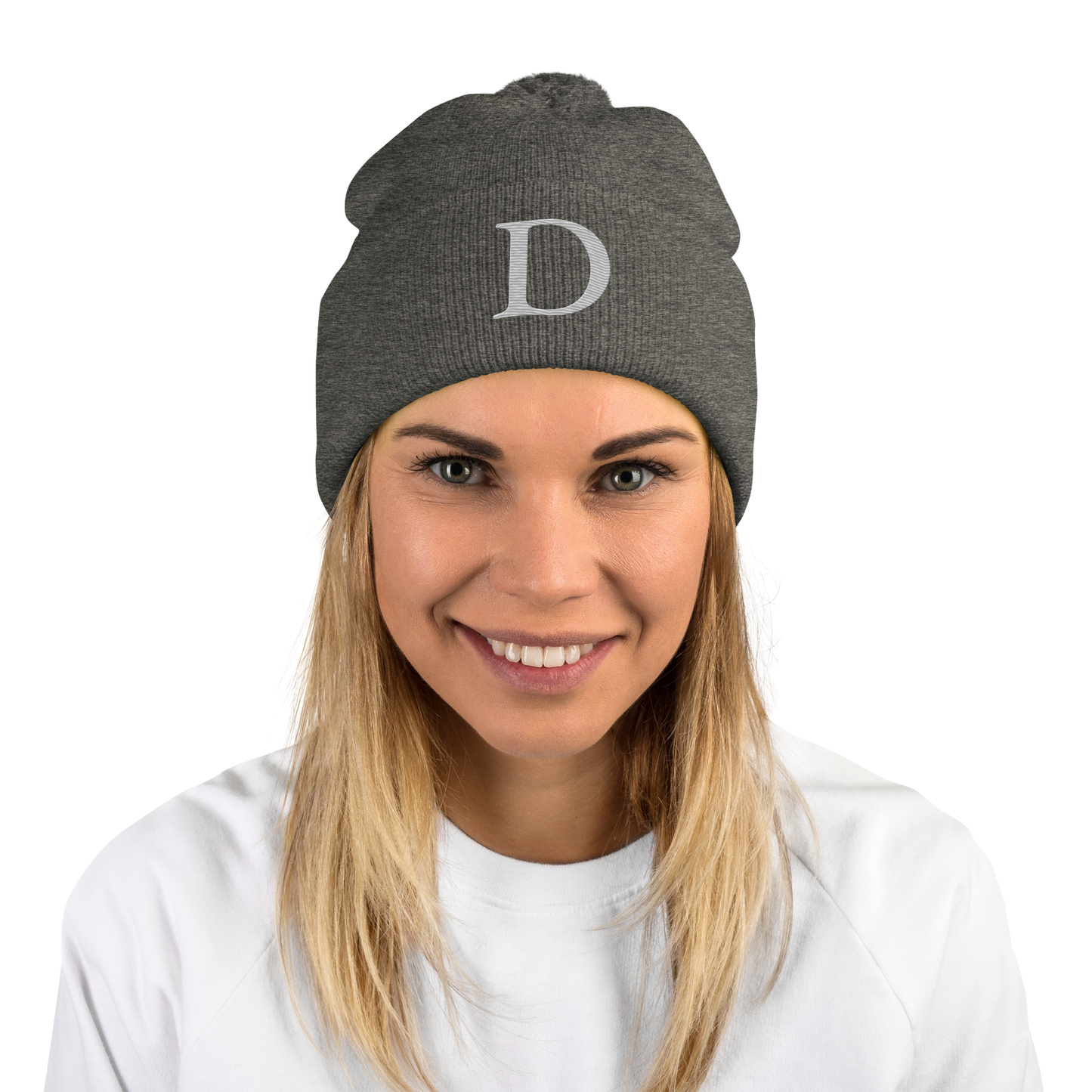 Detroit 'Old French D' Pom-Pom Beanie (Platinum)