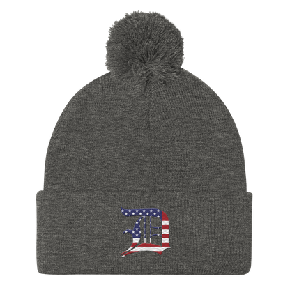 Detroit 'Old English D' Pom-Pom Beanie (Patriotic Edition)