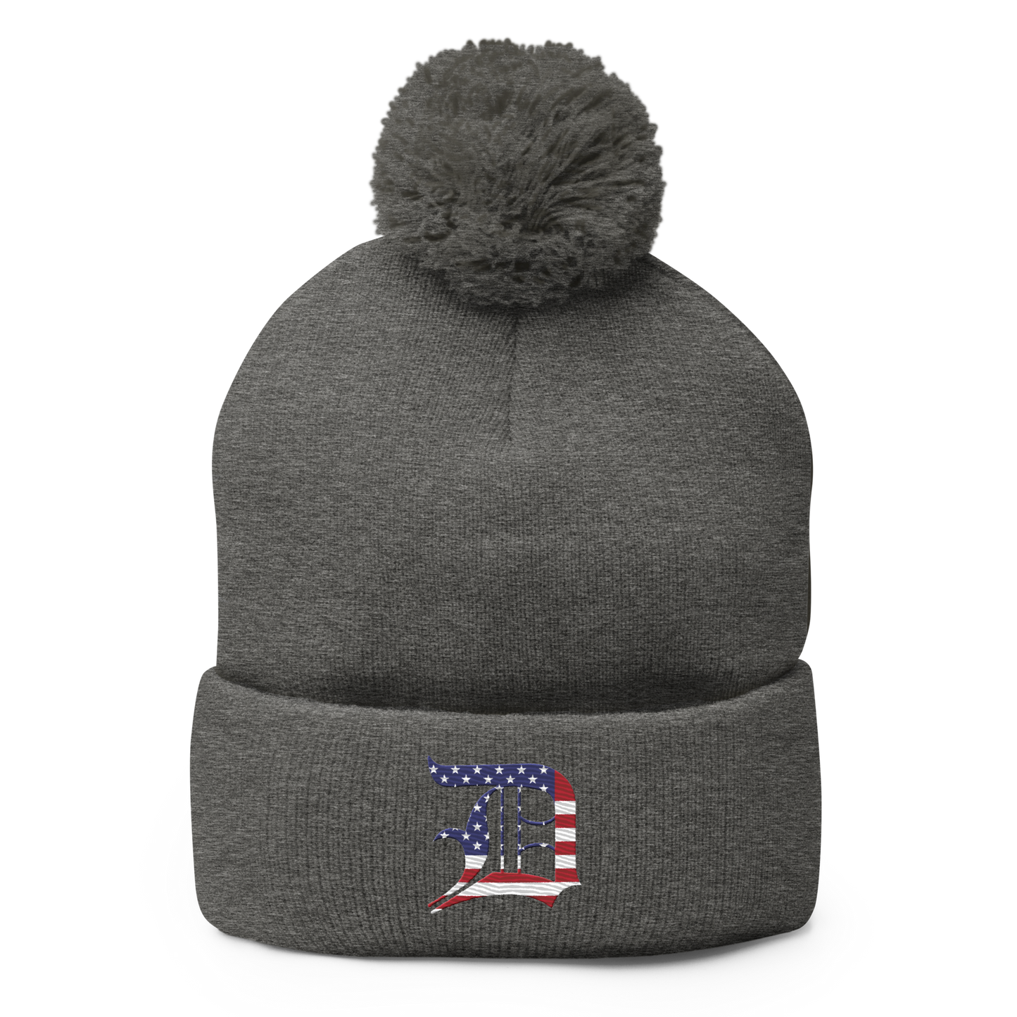 Detroit 'Old English D' Pom-Pom Beanie (Patriotic Edition)