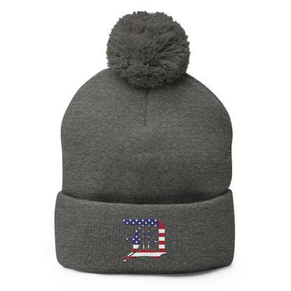 Detroit 'Old English D' Pom-Pom Beanie (Patriotic Edition)