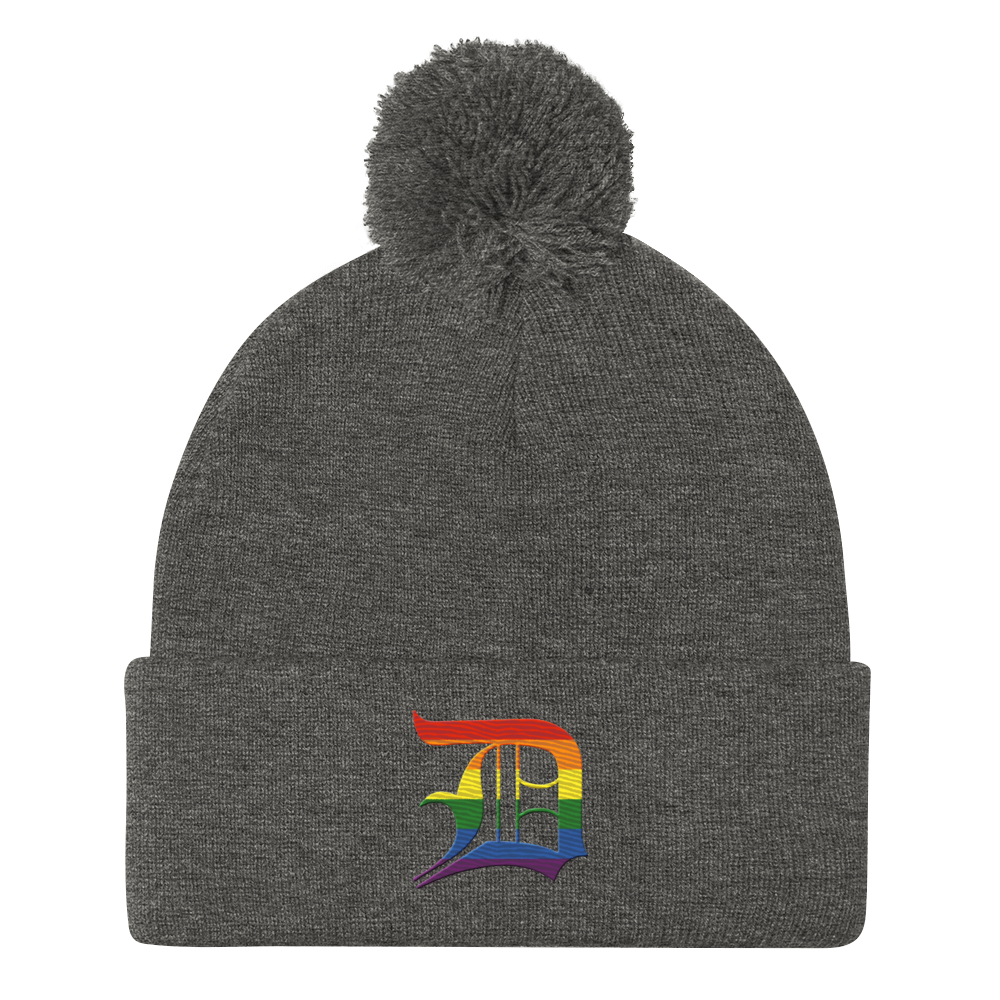 Detroit 'Old English D' Pom-Pom Beanie (Rainbow Pride Edition)