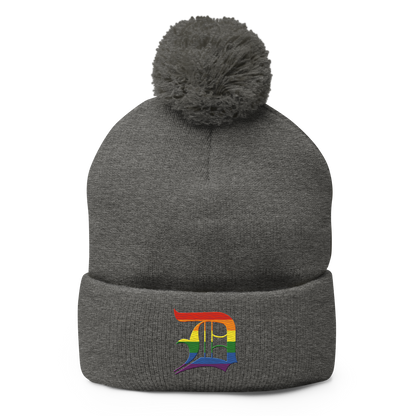 Detroit 'Old English D' Pom-Pom Beanie (Rainbow Pride Edition)