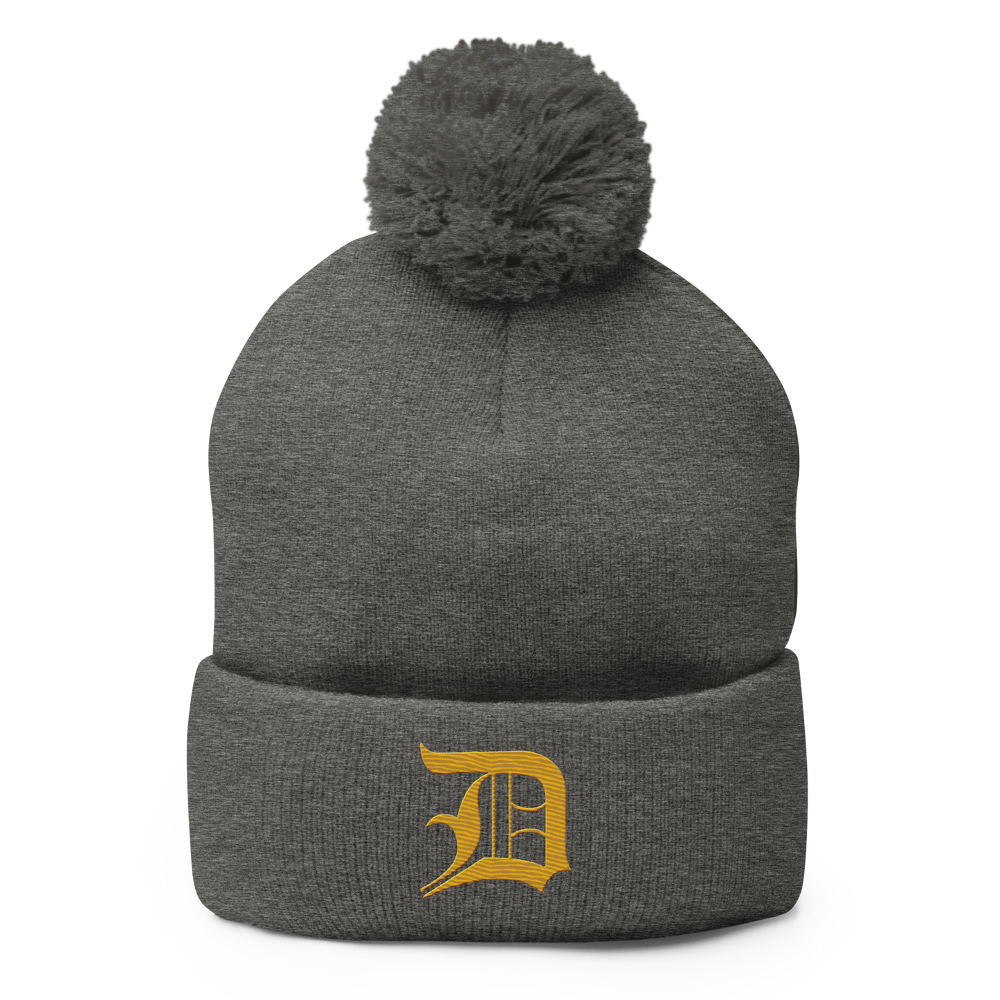 Detroit 'Old English D' Pom-Pom Beanie (Gold)