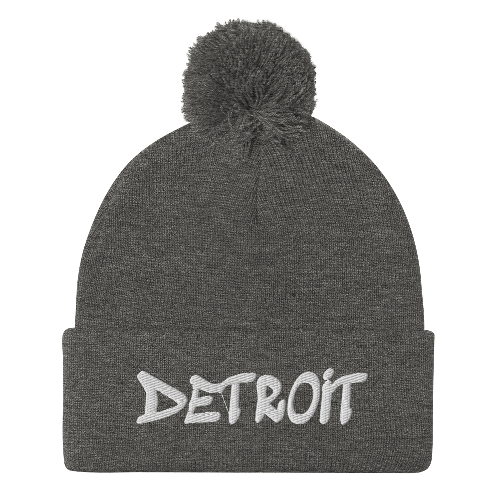 'Detroit' Pom-Pom Beanie (Tag Font)