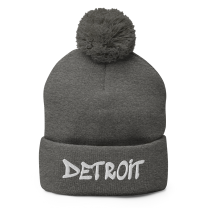 'Detroit' Pom-Pom Beanie (Tag Font)