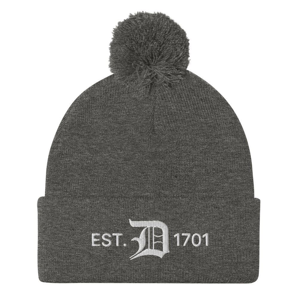 Detroit 'EST. 1701' Pom-Pom Beanie (w/ Old English 'D')