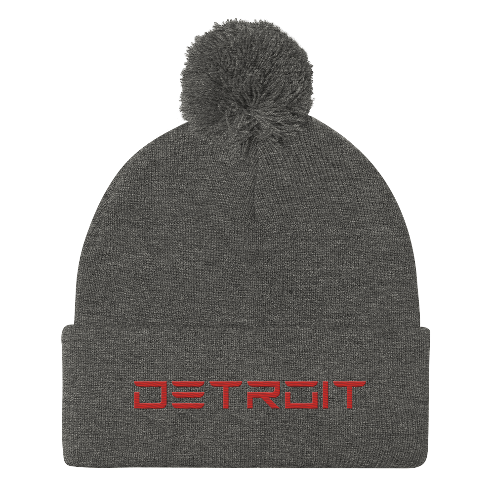 'Detroit' Pom-Pom Beanie (Electric Font) | Red