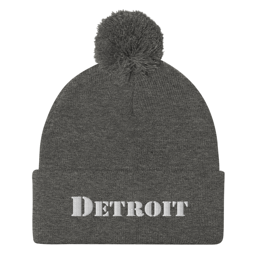 'Detroit' Pom-Pom Beanie (Army Font)