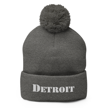 'Detroit' Pom-Pom Beanie (Army Font)