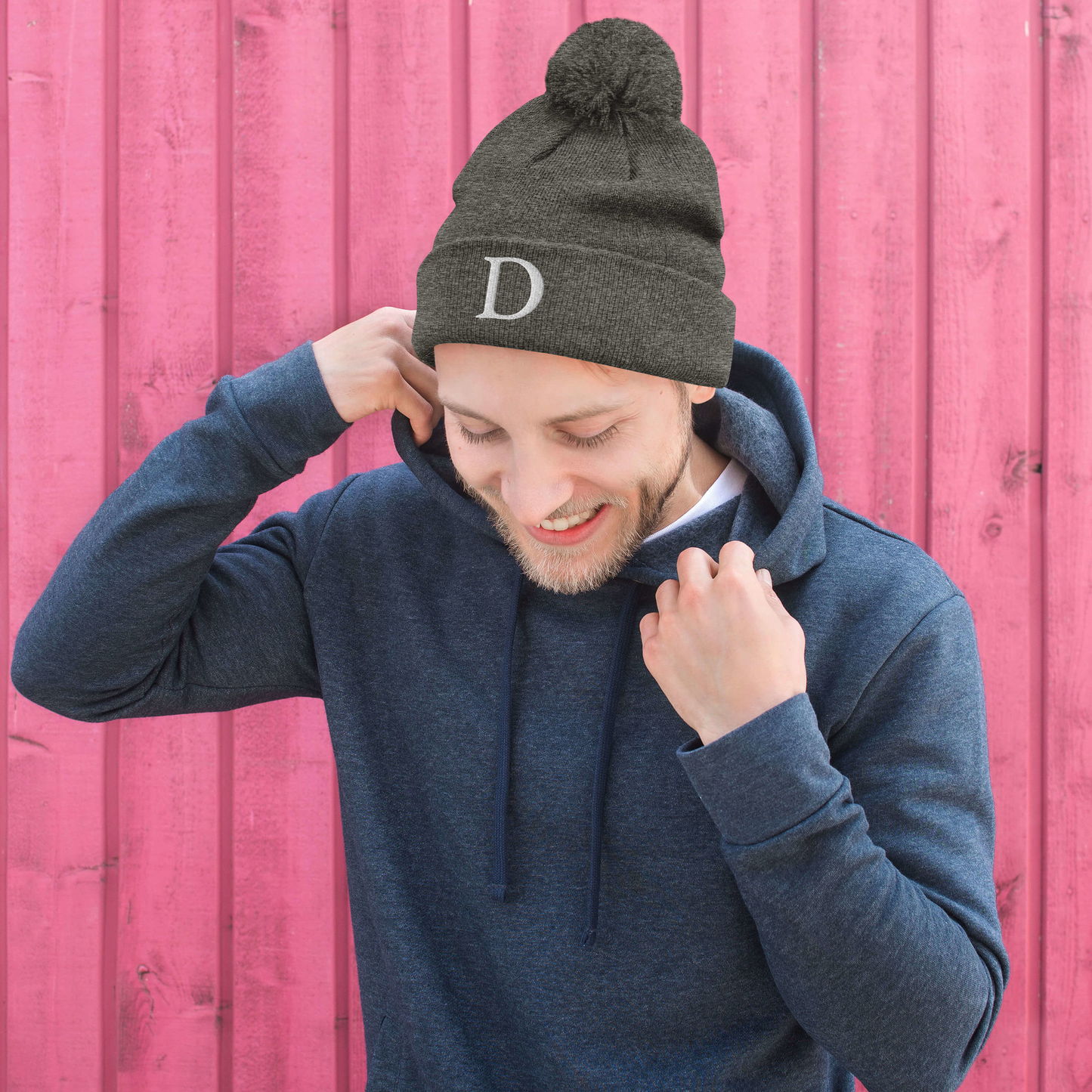 Detroit 'Old French D' Pom-Pom Beanie