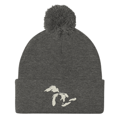 Great Lakes Pom-Pom Beanie (Ivory White)