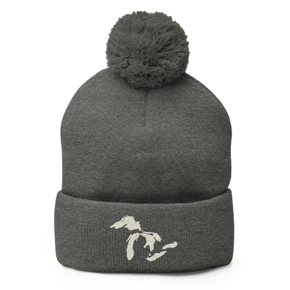 Great Lakes Pom-Pom Beanie (Ivory White)