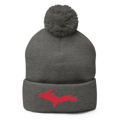 Upper Peninsula Pom-Pom Beanie | Lighthouse Red