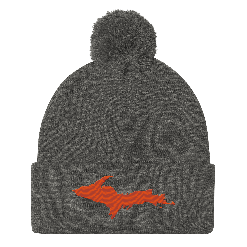 Upper Peninsula Pom-Pom Beanie | Maple Leaf Orange