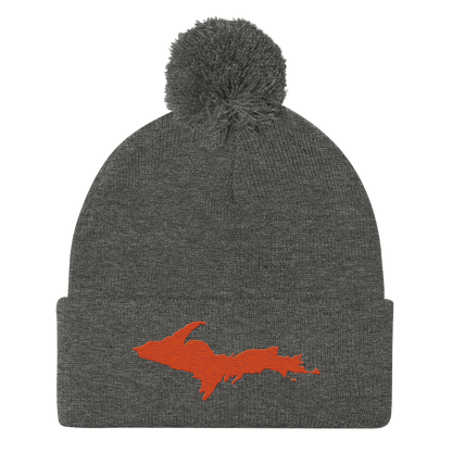 Upper Peninsula Pom-Pom Beanie | Maple Leaf Orange