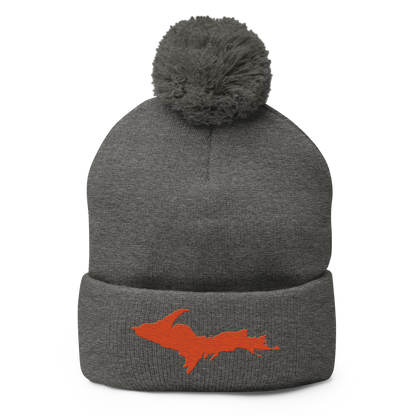 Upper Peninsula Pom-Pom Beanie | Maple Leaf Orange