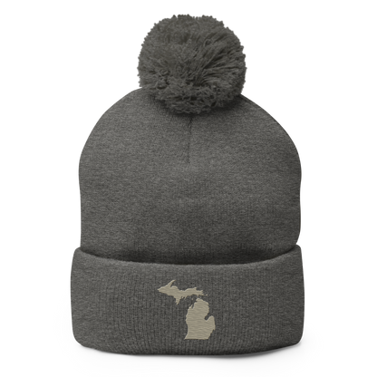 Michigan Pom-Pom Beanie | Petoskey Beige Outline